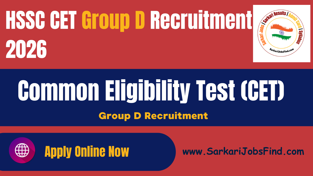 HSSC CET Group D Recruitment 2026 Apply Online